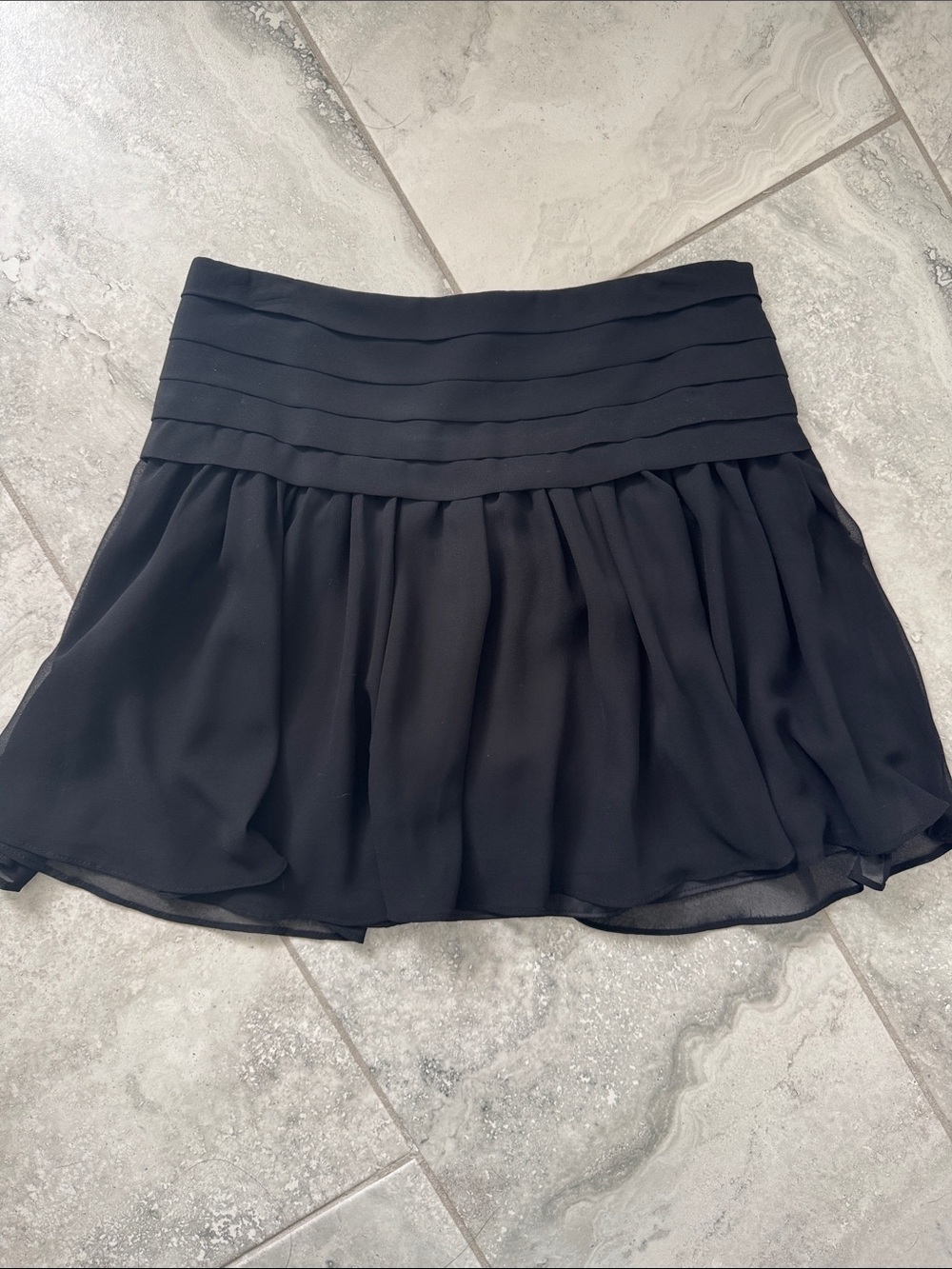 Express Black Pleated Waist Chiffon Mini Skirt